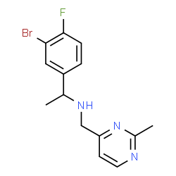 ChemSpider 2D Image | 1-(3-Bromo-4-fluorophenyl)-N-[(2-methyl-4-pyrimidinyl)methyl]ethanamine | C14H15BrFN3