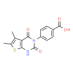 ChemSpider 2D Image | 4-(5,6-Dimethyl-2,4-dioxo-1,4-dihydrothieno[2,3-d]pyrimidin-3(2H)-yl)benzoic acid | C15H12N2O4S