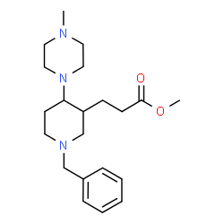 ChemSpider 2D Image | Methyl 3-[1-benzyl-4-(4-methyl-1-piperazinyl)-3-piperidinyl]propanoate | C21H33N3O2