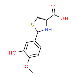 ChemSpider 2D Image | (4S)-2-(3-Hydroxy-4-methoxyphenyl)-1,3-thiazolidine-4-carboxylic acid | C11H13NO4S