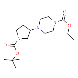ChemSpider 2D Image | ETHYL 4-{1-[(TERT-BUTOXY)CARBONYL]PYRROLIDIN-3-YL}PIPERAZINE-1-CARBOXYLATE | C16H29N3O4