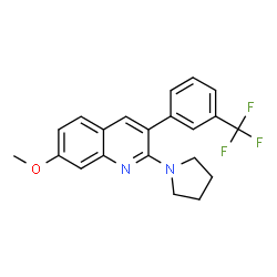 ChemSpider 2D Image | 7-Methoxy-2-(1-pyrrolidinyl)-3-[3-(trifluoromethyl)phenyl]quinoline | C21H19F3N2O