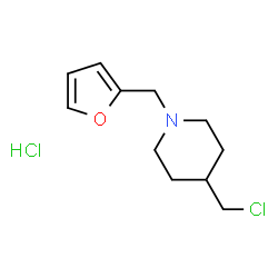 ChemSpider 2D Image | 4-(Chloromethyl)-1-(2-furylmethyl)piperidine hydrochloride (1:1) | C11H17Cl2NO