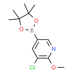 ChemSpider 2D Image | 3-Chloro-2-methoxy-5-(4,4,5,5-tetramethyl-1,3,2-dioxaborolan-2-yl)pyridine | C12H17BClNO3