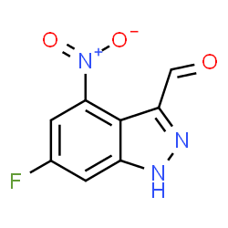 ChemSpider 2D Image | 6-Fluoro-4-nitro-1H-indazole-3-carbaldehyde | C8H4FN3O3
