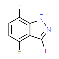 ChemSpider 2D Image | 4,7-Difluoro-3-iodo-1H-indazole | C7H3F2IN2