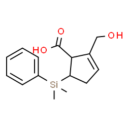 ChemSpider 2D Image | 5-[Dimethyl(phenyl)silyl]-2-(hydroxymethyl)-2-cyclopentene-1-carboxylic acid | C15H20O3Si