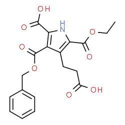 ChemSpider 2D Image | 3-[(Benzyloxy)carbonyl]-4-(2-carboxyethyl)-5-(ethoxycarbonyl)-1H-pyrrole-2-carboxylic acid | C19H19NO8