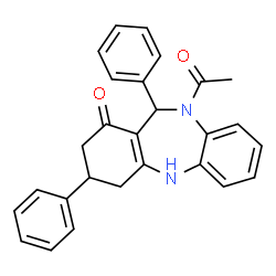 ChemSpider 2D Image | 10-Acetyl-3,11-diphenyl-2,3,4,5,10,11-hexahydro-1H-dibenzo[b,e][1,4]diazepin-1-one | C27H24N2O2