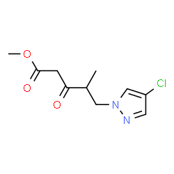 ChemSpider 2D Image | Methyl 5-(4-chloro-1H-pyrazol-1-yl)-4-methyl-3-oxopentanoate | C10H13ClN2O3
