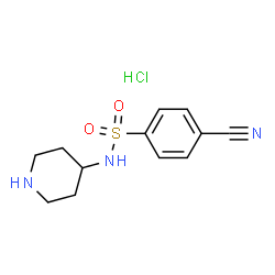 ChemSpider 2D Image | 4-CYANO-N-(PIPERIDIN-4-YL)BENZENE-1-SULFONAMIDE HYDROCHLORIDE | C12H16ClN3O2S