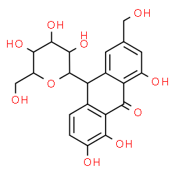 ChemSpider 2D Image | 1,5-Anhydro-1-[4,5,6-trihydroxy-2-(hydroxymethyl)-10-oxo-9,10-dihydro-9-anthracenyl]hexitol | C21H22O10