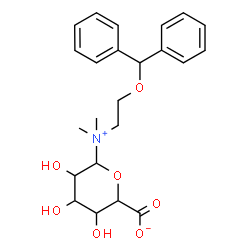 ChemSpider 2D Image | 6-{[2-(Diphenylmethoxy)ethyl](dimethyl)ammonio}-3,4,5-trihydroxytetrahydro-2H-pyran-2-carboxylate | C23H29NO7