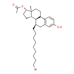 ChemSpider 2D Image | (7alpha,17beta)-7-(9-Bromononyl)-3-hydroxyestra-1,3,5(10)-trien-17-yl acetate | C29H43BrO3