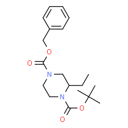 ChemSpider 2D Image | 4-benzyl 1-tert-butyl 2-ethylpiperazine-1,4-dicarboxylate | C19H28N2O4