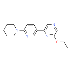 ChemSpider 2D Image | 2-Ethoxy-6-[6-(1-piperidinyl)-3-pyridinyl]pyrazine | C16H20N4O