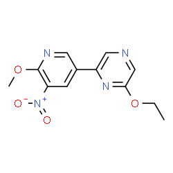ChemSpider 2D Image | 2-Ethoxy-6-(6-methoxy-5-nitro-3-pyridinyl)pyrazine | C12H12N4O4