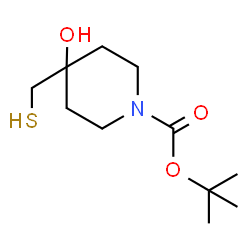 ChemSpider 2D Image | 2-Methyl-2-propanyl 4-hydroxy-4-(sulfanylmethyl)-1-piperidinecarboxylate | C11H21NO3S