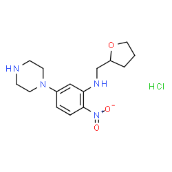 ChemSpider 2D Image | 2-NITRO-N-[(OXOLAN-2-YL)METHYL]-5-(PIPERAZIN-1-YL)ANILINE HYDROCHLORIDE | C15H23ClN4O3