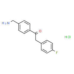 ChemSpider 2D Image | 1-[4-(Aminomethyl)phenyl]-2-(4-fluorophenyl)ethanone hydrochloride (1:1) | C15H15ClFNO