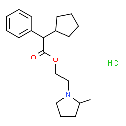 ChemSpider 2D Image | 2-(2-METHYLPYRROLIDIN-1-YL)ETHYL 2-CYCLOPENTYL-2-PHENYLACETATE HYDROCHLORIDE | C20H30ClNO2