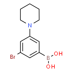 ChemSpider 2D Image | [3-Bromo-5-(1-piperidinyl)phenyl]boronic acid | C11H15BBrNO2