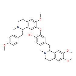 ChemSpider 2D Image | 4-{[(1R)-6,7-Dimethoxy-2-methyl-1,2,3,4-tetrahydro-1-isoquinolinyl]methyl}-2-{[(1S)-6-methoxy-1-(4-methoxybenzyl)-2-methyl-1,2,3,4-tetrahydro-7-isoquinolinyl]oxy}phenol | C38H44N2O6
