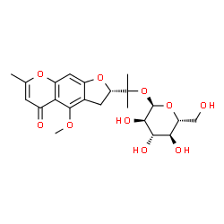 ChemSpider 2D Image | 2-[(2S)-4-Methoxy-7-methyl-5-oxo-2,3-dihydro-5H-furo[3,2-g]chromen-2-yl]-2-propanyl alpha-D-glucopyranoside | C22H28O10
