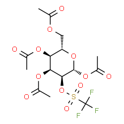ChemSpider 2D Image | 1,3,4,6-Tetra-O-acetyl-2-O-[(trifluoromethyl)sulfonyl]-beta-L-allopyranose | C15H19F3O12S