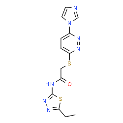 ChemSpider 2D Image | N-(5-Ethyl-1,3,4-thiadiazol-2-yl)-2-{[6-(1H-imidazol-1-yl)-3-pyridazinyl]sulfanyl}acetamide | C13H13N7OS2
