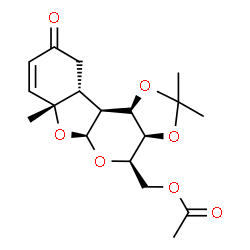 ChemSpider 2D Image | [(3aR,4R,5aS,6aR,10aR,10bS,10cR)-2,2,6a-Trimethyl-9-oxo-3a,5a,6a,9,10,10a,10b,10c-octahydro-4H-[1,3]dioxolo[4,5]pyrano[2,3-b][1]benzofuran-4-yl]methyl acetate | C18H24O7