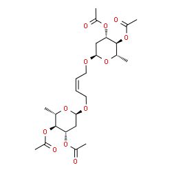 ChemSpider 2D Image | (2Z)-4-[(3,4-Di-O-acetyl-2,6-dideoxy-alpha-L-arabino-hexopyranosyl)oxy]-2-buten-1-yl 3,4-di-O-acetyl-2,6-dideoxy-alpha-L-arabino-hexopyranoside | C24H36O12