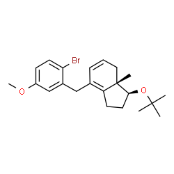 ChemSpider 2D Image | (3S,3aS)-7-(2-Bromo-5-methoxybenzyl)-3a-methyl-3-[(2-methyl-2-propanyl)oxy]-2,3,3a,4-tetrahydro-1H-indene | C22H29BrO2