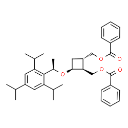 ChemSpider 2D Image | {(1S,2S,3S)-3-[(1R)-1-(2,4,6-Triisopropylphenyl)ethoxy]-1,2-cyclobutanediyl}bis(methylene) dibenzoate | C37H46O5