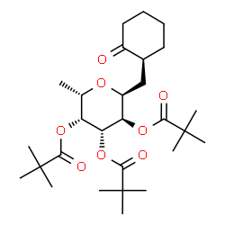 ChemSpider 2D Image | (6S)-2,6-Anhydro-1-deoxy-3,4,5-tris-O-(2,2-dimethylpropanoyl)-6-{[(1S)-2-oxocyclohexyl]methyl}-D-galactitol | C28H46O8