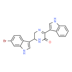 ChemSpider 2D Image | 6-(6-Bromo-1H-indol-3-yl)-3-(1H-indol-3-yl)-5,6-dihydro-2(1H)-pyrazinone | C20H15BrN4O