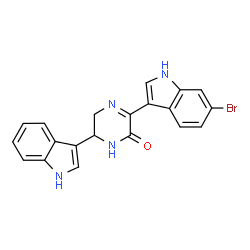 ChemSpider 2D Image | 3-(6-Bromo-1H-indol-3-yl)-6-(1H-indol-3-yl)-5,6-dihydro-2(1H)-pyrazinone | C20H15BrN4O