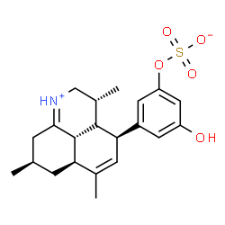 ChemSpider 2D Image | 3-Hydroxy-5-[(3R,4R,6aS,8R,9bR)-3,6,8-trimethyl-2,3a,4,6a,7,8,9,9b-octahydro-3H-benzo[de]quinolinium-4-yl]phenyl sulfate | C21H27NO5S