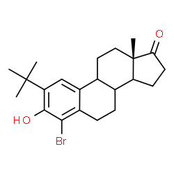 ChemSpider 2D Image | (8xi,9xi,14xi)-4-Bromo-3-hydroxy-2-(2-methyl-2-propanyl)estra-1(10),2,4-trien-17-one | C22H29BrO2