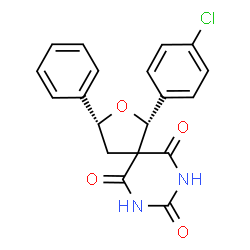 ChemSpider 2D Image | (1R,3R)-1-(4-Chlorophenyl)-3-phenyl-2-oxa-7,9-diazaspiro[4.5]decane-6,8,10-trione | C19H15ClN2O4