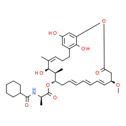 ChemSpider 2D Image | (5R,6E,8E,10E,13S,14R,15R,16Z)-15,22,24-Trihydroxy-5-methoxy-14,16-dimethyl-3-oxo-2-oxabicyclo[18.3.1]tetracosa-1(24),6,8,10,16,20,22-heptaen-13-yl N-(cyclohexylcarbonyl)-D-alaninate | C36H49NO9