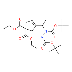 ChemSpider 2D Image | Bis(2-methyl-2-propanyl) 1-{1-[4,4-bis(ethoxycarbonyl)-1-cyclopenten-1-yl]ethyl}-1,2-hydrazinedicarboxylate | C23H38N2O8