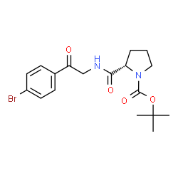 ChemSpider 2D Image | (S)-tert-butyl 2-((2-(4-bromophenyl)-2-oxoethyl)carbamoyl)pyrrolidine-1-carboxylate | C18H23BrN2O4