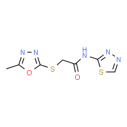 ChemSpider 2D Image | 2-[(5-Methyl-1,3,4-oxadiazol-2-yl)sulfanyl]-N-(1,3,4-thiadiazol-2-yl)acetamide | C7H7N5O2S2