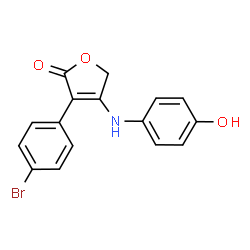 ChemSpider 2D Image | 3-(4-Bromophenyl)-4-[(4-hydroxyphenyl)amino]-2(5H)-furanone | C16H12BrNO3