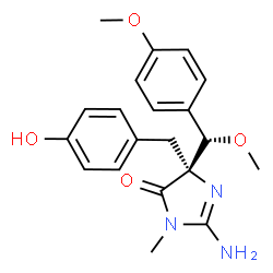 ChemSpider 2D Image | (5R)-2-Amino-5-(4-hydroxybenzyl)-5-[(S)-methoxy(4-methoxyphenyl)methyl]-3-methyl-3,5-dihydro-4H-imidazol-4-one | C20H23N3O4