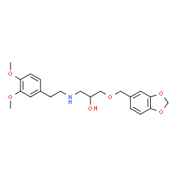 ChemSpider 2D Image | 1-(1,3-Benzodioxol-5-ylmethoxy)-3-{[2-(3,4-dimethoxyphenyl)ethyl]amino}-2-propanol | C21H27NO6