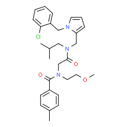 ChemSpider 2D Image | N-{2-[{[1-(2-Chlorobenzyl)-1H-pyrrol-2-yl]methyl}(isobutyl)amino]-2-oxoethyl}-N-(2-methoxyethyl)-4-methylbenzamide | C29H36ClN3O3