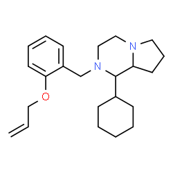 ChemSpider 2D Image | 2-[2-(Allyloxy)benzyl]-1-cyclohexyloctahydropyrrolo[1,2-a]pyrazine | C23H34N2O