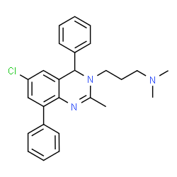 ChemSpider 2D Image | 3-(6-Chloro-2-methyl-4,8-diphenyl-3(4H)-quinazolinyl)-N,N-dimethyl-1-propanamine | C26H28ClN3